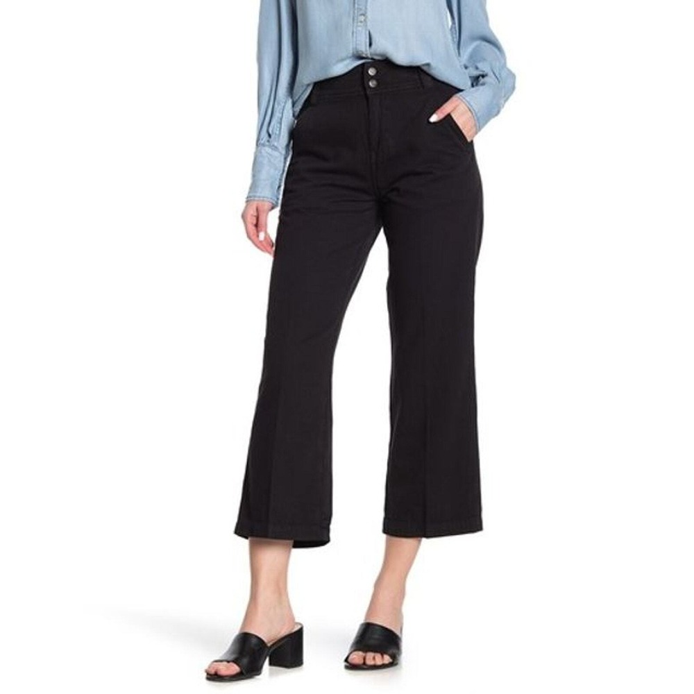 Current Elliott The Relaxed Army Pant Washed Black Crop Wide Leg Womens 23 New